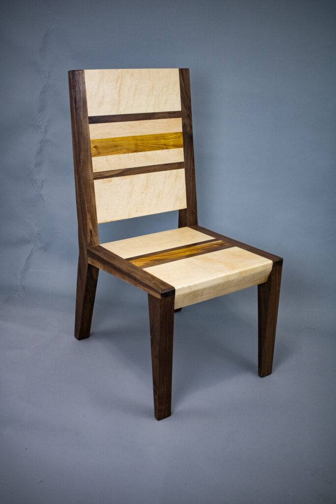 Birdseye maple and Walnut dining chair 2